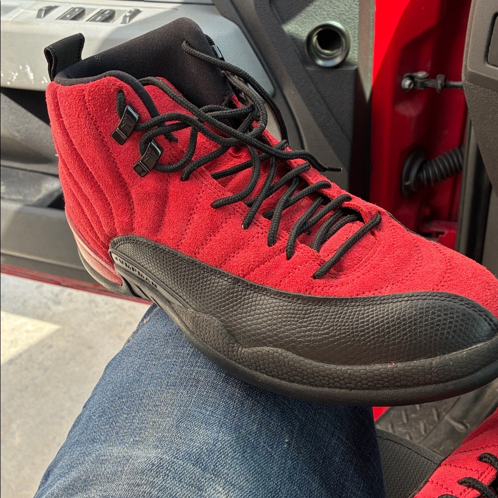 Red and Black High-Top Sneakers